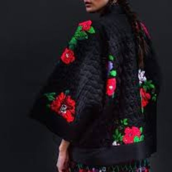 NWT KENZO x H&M Short Coat REVERSIBLE SILK KIMONO Quilted Bomber Jacket Medium - Picture 4 of 16